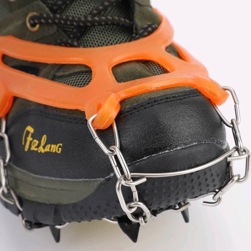 Outdoor supplies snow claw equipment non-slip shoe covers shoe spikes steel chain ice climbing rock climbing non-slip 8-tooth crampons - Image 2