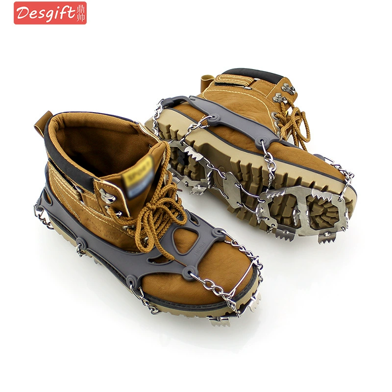 New silicone crampon anti-slip shoe covers with straps 14 teeth stainless steel snow mountaineering and rock climbing anti-slip surface shoe covers