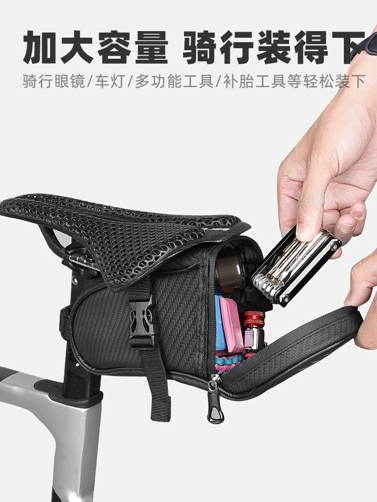 Mountain bike tail bag, road bike rear seat bag, portable mini tool bag, cycling saddle bag, cycling equipment - Image 3