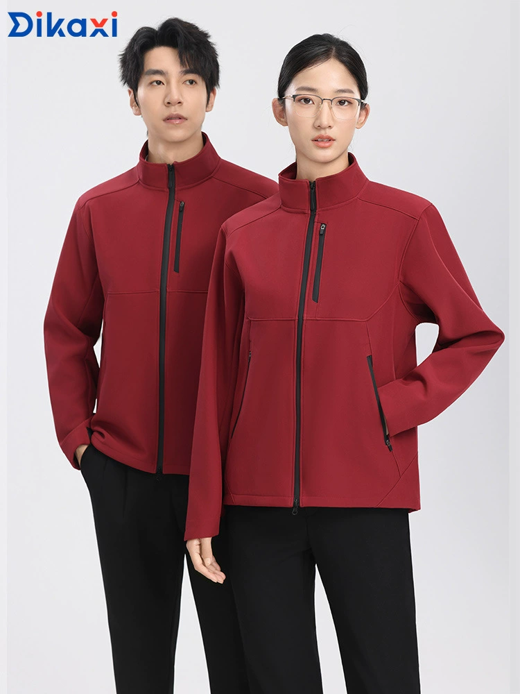 Outdoor soft shell single layer jacket stand collar corporate group work clothes printed logo jacket jacket work wear customization