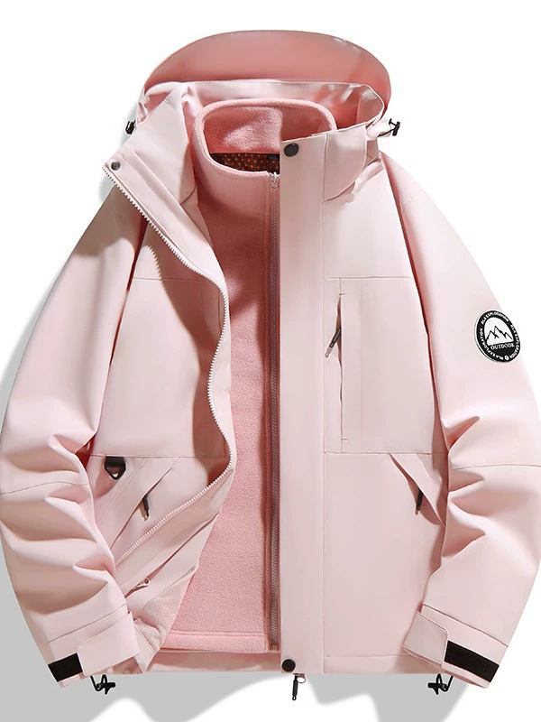 Outdoor three-in-one two-piece jacket for men and women, new windproof and waterproof long-sleeved jacket, high-end detachable jacket - Image 3