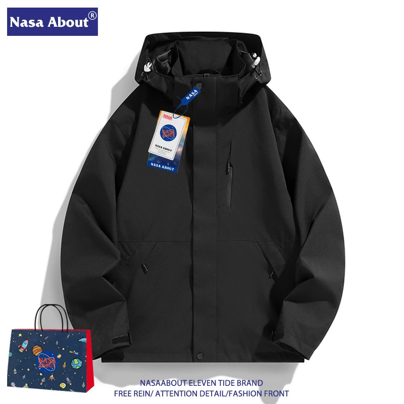 NASA three-in-one jacket for men and women, new windproof and rainproof spring and autumn mountaineering clothing two-piece set - Image 2