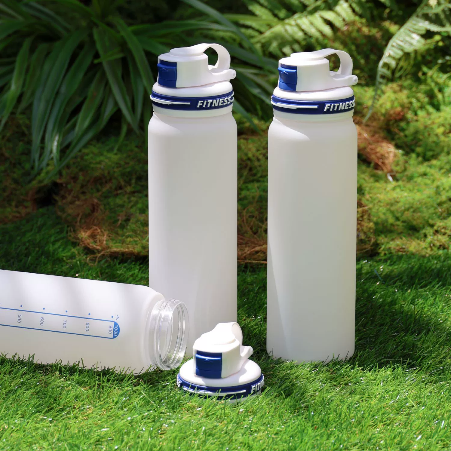 1L large capacity sports water bottle summer outdoor travel fitness water bottle light luxury frosted water cup white cup customization