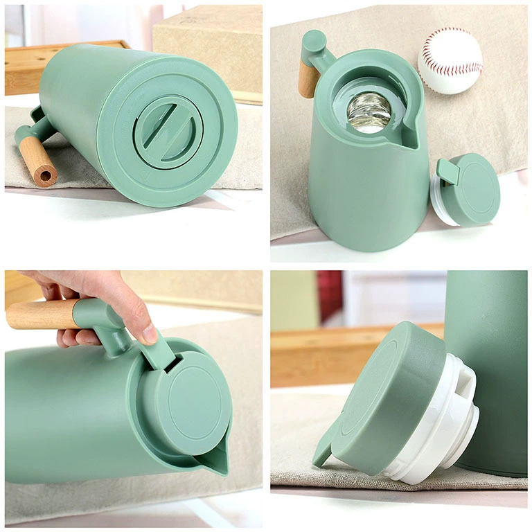 Cross-border large-capacity thermal kettle household press wooden handle glass liner hot water kettle smart thermal kettle wholesale - Image 2