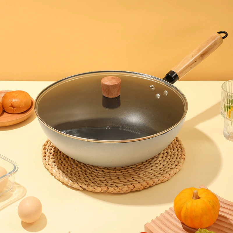 Light luxury Nordic white wheat rice stone three-piece set household pot set wok soup pot frying pan business gift - Image 3