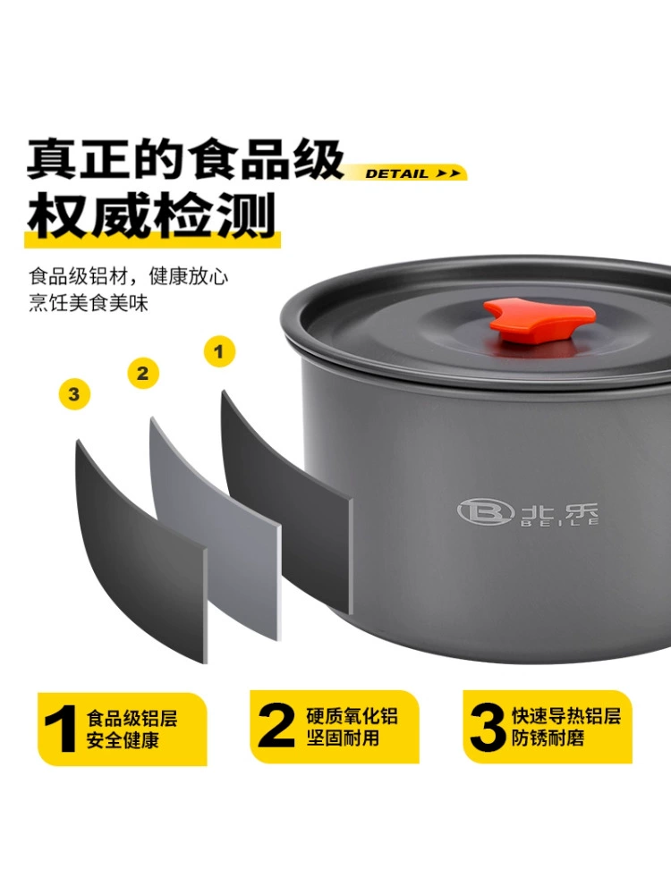Outdoor pots, camping cookware, cassette stove, picnic set pot, camping cooking pot, portable kettle, picnic set - Image 3