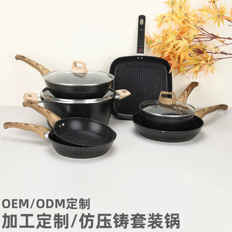 Amazon’s new non-stick imitation die-cast set pot household milk pot frying pan wok soup pot pan set