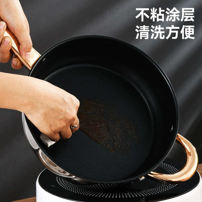 Cross-border foreign trade thickened compound bottom stainless steel belly-shaped soup pot set 6PCS rose gold handle household set pot soup pot - Image 4