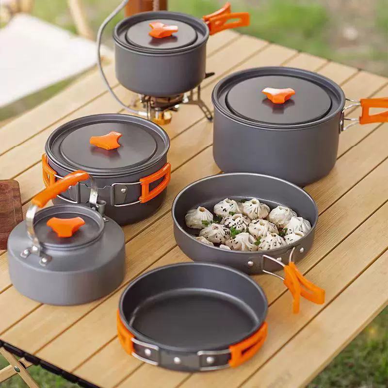 Foldable storage outdoor picnic utensil set pot kettle frying pan soup pot lighter stove storage bag adapter supplies - Image 4