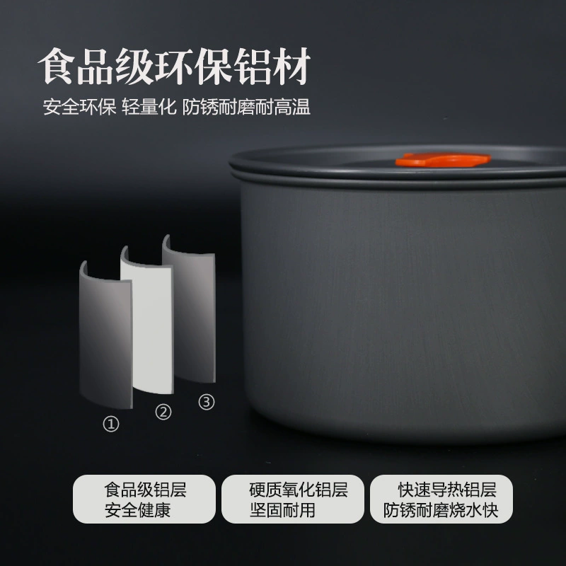 Outdoor camping kettle ultra-light portable set pot small pot camping picnic dual-purpose portable aluminum alloy tableware - Image 4